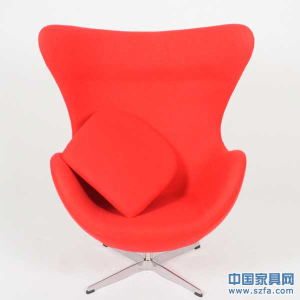 蛋椅(Egg Chair) 红色羊毛绒布