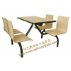 奶茶店餐桌椅，曲木餐桌椅，食堂餐桌椅，连体餐桌椅T93