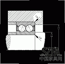 角接触球轴承 30/8-B-2Z-TVH, 双列，双侧间隙密封，接触角 α = 25°