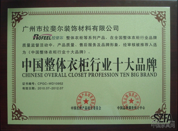 中国整体衣柜行业十大品牌