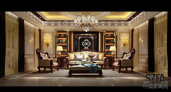 本案为金富丽集团旗下品牌,尊贵系列金沙展厅的局部空间,硬装主体以白调衬托出家具的工艺材质,金色线条则打破了单调的纯白氛围,主背景则采用浅色石材,精致的装饰柱,细腻的发光logo使其成为整个空间的特别之处,而在挂镜线以上的浮雕以及天花顶部的欧式花格,以各种细节的角度去诠释产品的高贵典雅风格。