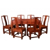 红木家具 缅甸花梨餐桌七件套 红木雕花餐椅/餐台/饭桌7件套