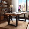 美式铁艺实木电脑桌椅组合家用简易双人书桌写字台办公桌工作桌子