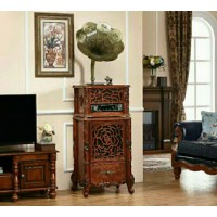 梵斯顿纯手工雕刻进口橡胶实木复古留声机