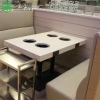 自助火锅桌厂家 定做小火锅桌尺寸 电磁炉火锅餐桌椅