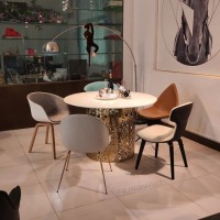 不锈钢圆型餐桌大理石面圆桌创意个性极简餐桌 客厅餐厅公寓酒店