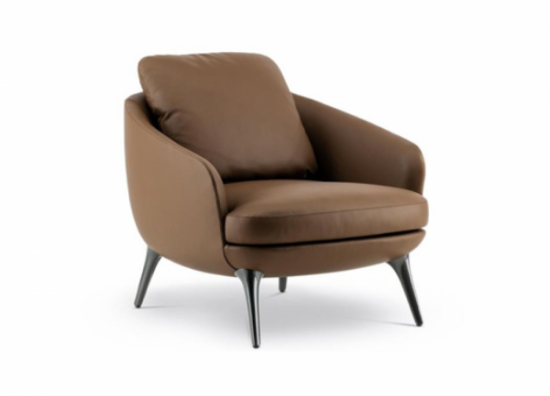 brown curved leisure single chair